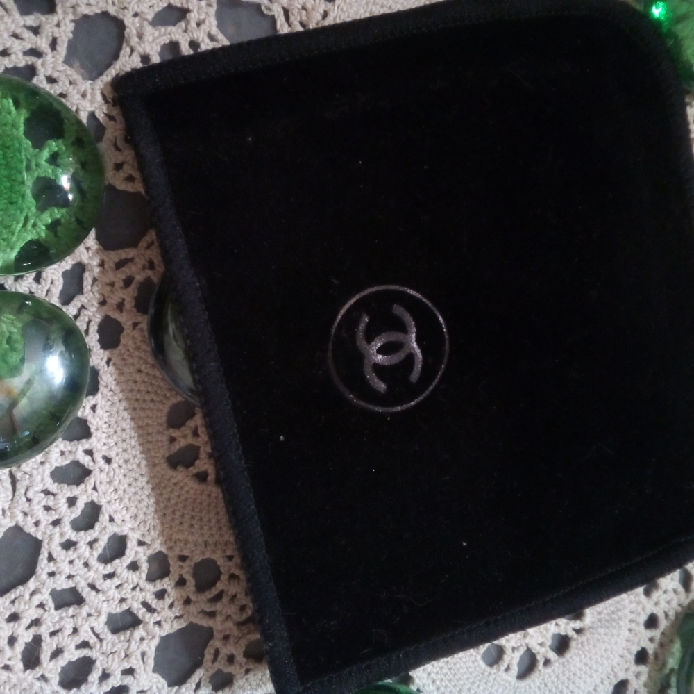 ✔️ 2/$12 CHANEL black Velvet Pouch